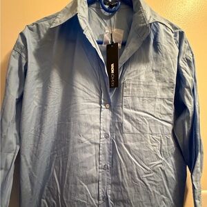 NWT Fashion Nova Sky Blue Button Down Shirt